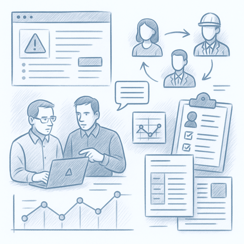 Interaction between two people who are taking notes on paper