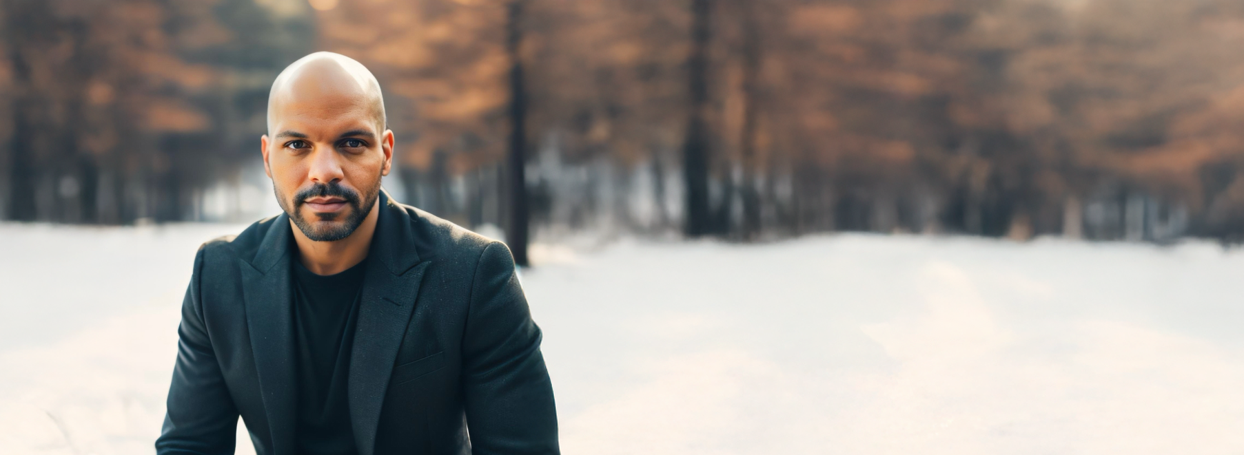 George Hester Headshot, sitting on a bench in winter wearing a sport coat and looking pretty stylish, if you ask me.