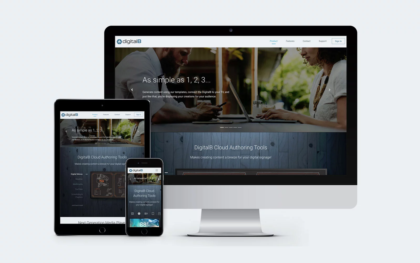 DigitalB Product Website - Device collage showing desktop, tablet and mobile