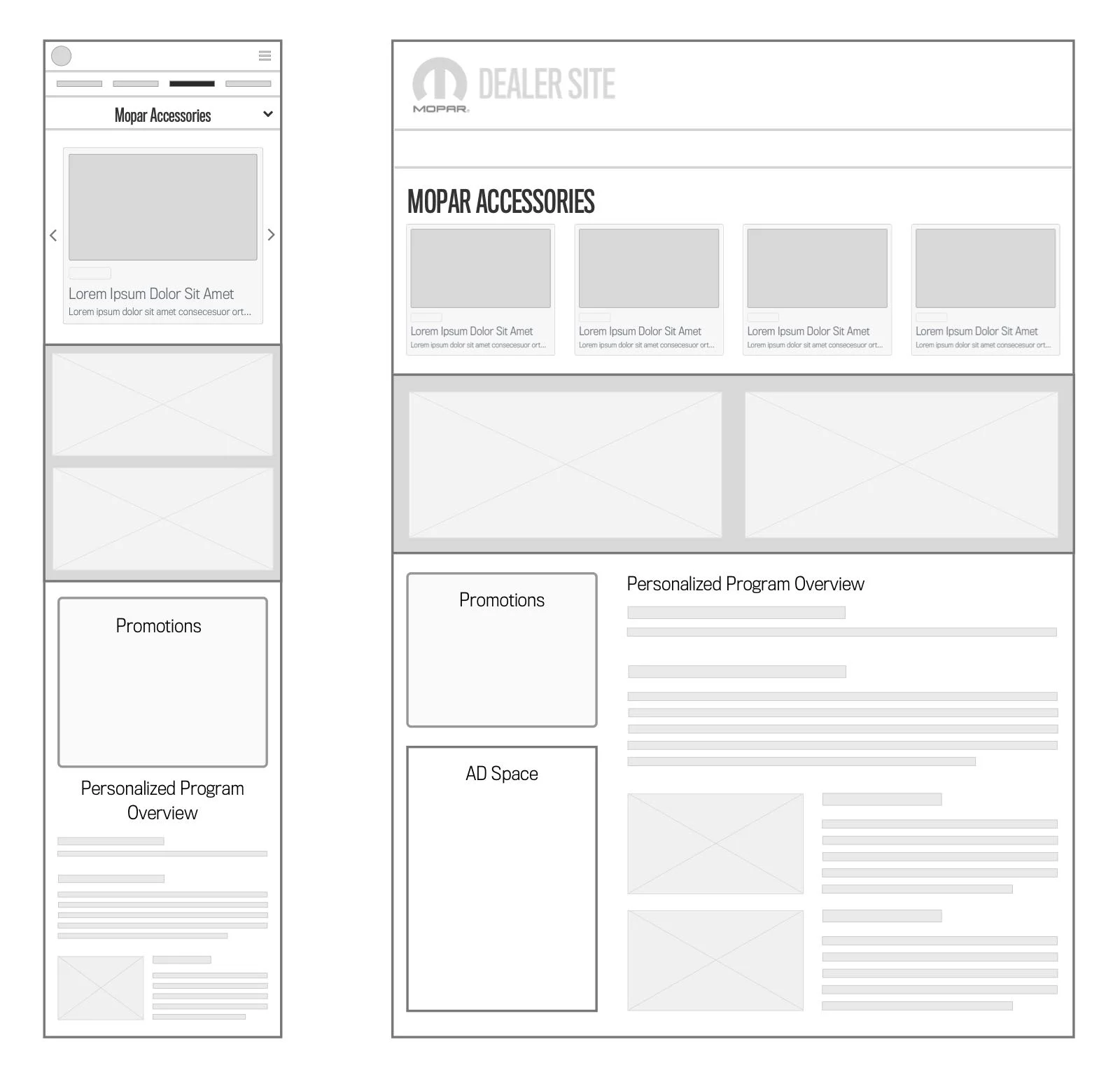 Wireframe - Mopar Dealer Site Low Fidelity Accessories Landing (Full Size)